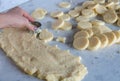 Preparation of italian gnocchi alla romana with semolina