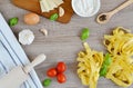 Preparation Italian Raw Homemade Pasta Tagliatelle Cooking Royalty Free Stock Photo