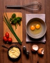 preparation for making an omelet Royalty Free Stock Photo