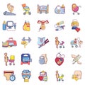 Preparation pregnancy icons set, cartoon style