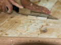 Preparation of Raw Homemade Italian Pasta on Wooden Cutting Boar Royalty Free Stock Photo