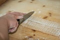 Preparation of Raw Homemade Italian Pasta on Wooden Cutting Boar Royalty Free Stock Photo