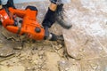 Preparation of repair the bathroom. Removing old tiles Royalty Free Stock Photo