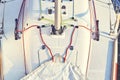 Preparation of staysail for use Royalty Free Stock Photo