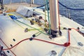 Preparation of staysail for use Royalty Free Stock Photo