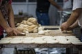 Preparation of a street food breads in Xian Royalty Free Stock Photo