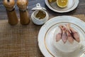 Preparation of stroganina on the ice dish,