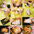 Preparation stuffed roasted chicken