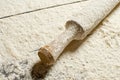 Preparation of the test. Rolling pin with flour on a wooden back Royalty Free Stock Photo