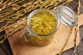 Preparation of tincture from white willow bark collected in spring Royalty Free Stock Photo