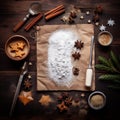 Preparation to baking christmas ginger cookies - flatlay