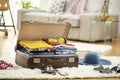 Preparation travel suitcase at home