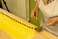Preparation of a typical Langhe pasta: agnolotti