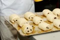 Preparation of viennoiserie pain au chocolat Royalty Free Stock Photo