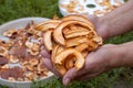 Preparations of food for the winter, dried pieces of pumpkin