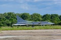 Preparations for 100th anniversary of Russian Air Force. Tu-22M3 bomber (NATO - Backfire) stands on runway before takeof