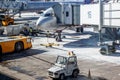 Preparatory work near the plane at the airport