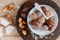Prepare assorted dark chocolate truffles Royalty Free Stock Photo