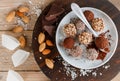 Prepare assorted dark chocolate truffles Royalty Free Stock Photo