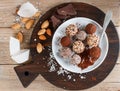 Prepare assorted dark chocolate truffles Royalty Free Stock Photo