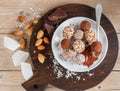 Prepare assorted dark chocolate truffles Royalty Free Stock Photo