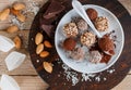 Prepare assorted dark chocolate truffles Royalty Free Stock Photo