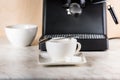 Prepare a cup of coffee in espresso machine Royalty Free Stock Photo