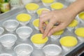 Prepare cupcake liners in tray