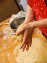 Prepare meal food. modelling dough in hands
