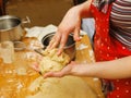 Prepare meal food. modelling dough in hands