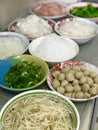 Prepare noodle ingredient in cooking kitchen