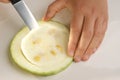 Prepare one zucchini as healthy food Royalty Free Stock Photo