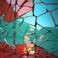 A CGI red and green shattered glass in stunning hyper-realistic detail.