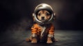 Astro Paws: The Irresistible Charm of a Tiny Astronaut Puppy in a Model Pose