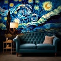 Captivating reinterpretation of Van Goghs Starry Night with modern elements