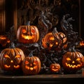 Glowing Guardians: Jack-o'-Lanterns Illuminate the Halloween Night