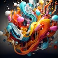 Symphonic Abstraction: An explosive blend of colors and dynamic shapes merging in perfect harmony