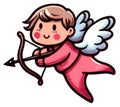Cute Boy Cupid in pink clipart vintage color style for valentines day