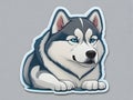 Vector Whirlwind: Contour Cartoon Sticker Pack with Dizzy Siberian Huskies