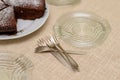 Prepared dessert in a family home. Family meeting at the kitchen table Royalty Free Stock Photo