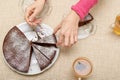 Prepared dessert in a family home. Family meeting at the kitchen table Royalty Free Stock Photo