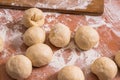 Prepared dough balls for home baking. Home hobby