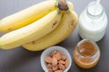 Prepared ingredients for banana smoothie.