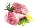 Raw Prepared Lamb Shanks on white Background