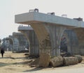 Prepared Pillars for Construction of railway line over bridge at Gurugram Najafgarh Road Delhi NCR India 7 December 2017 with unid Royalty Free Stock Photo