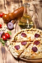 Prepared pizza with smelted cheese Royalty Free Stock Photo