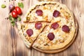 Prepared pizza with smelted cheese Royalty Free Stock Photo