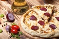 Prepared pizza with smelted cheese Royalty Free Stock Photo