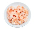 Prepared shrimp in a bowl isolated