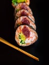 prepared sushi roll with fresh fish Royalty Free Stock Photo